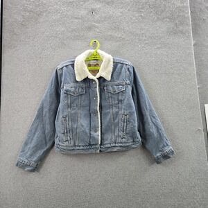 Levi's Women Jacket XL Blue Denim Jean‎ Jacket Sherpa Lined Trucker